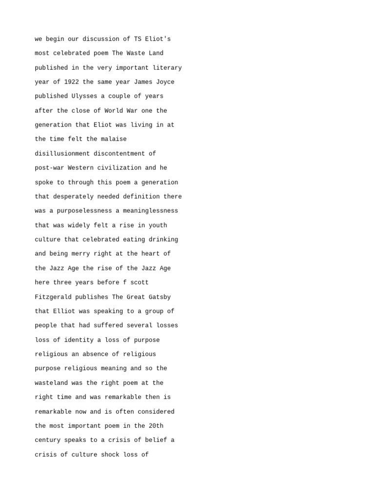 English Auto Generated Pdf Jesus T S Eliot