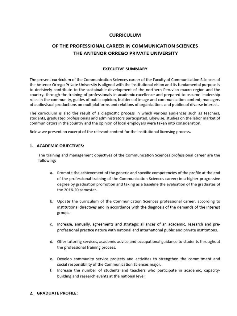 Undergraduate Curriculum Communication Sciences | PDF | Communication ...