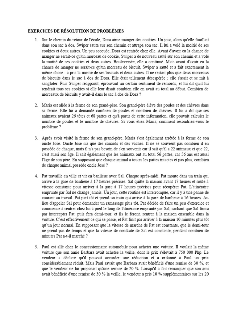 Exercices de Résolution de Problèmes | PDF
