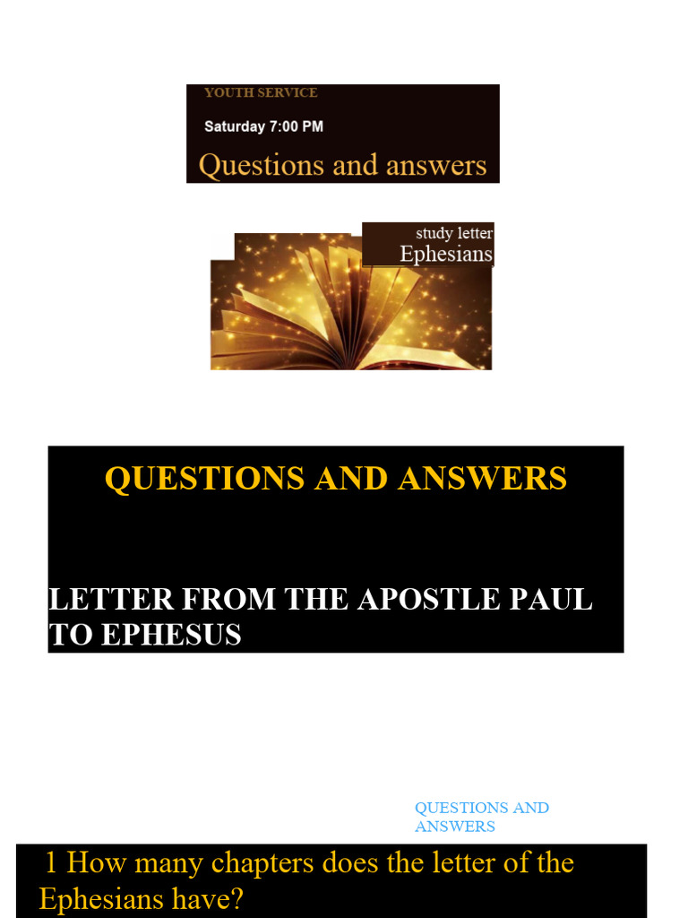 Questions and Answers - Ephesians | PDF | Epistle To The Ephesians ...