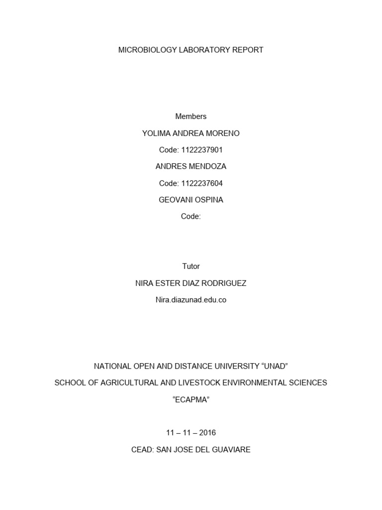 Microbiology Laboratory Report PDF Disinfectant Growth Medium