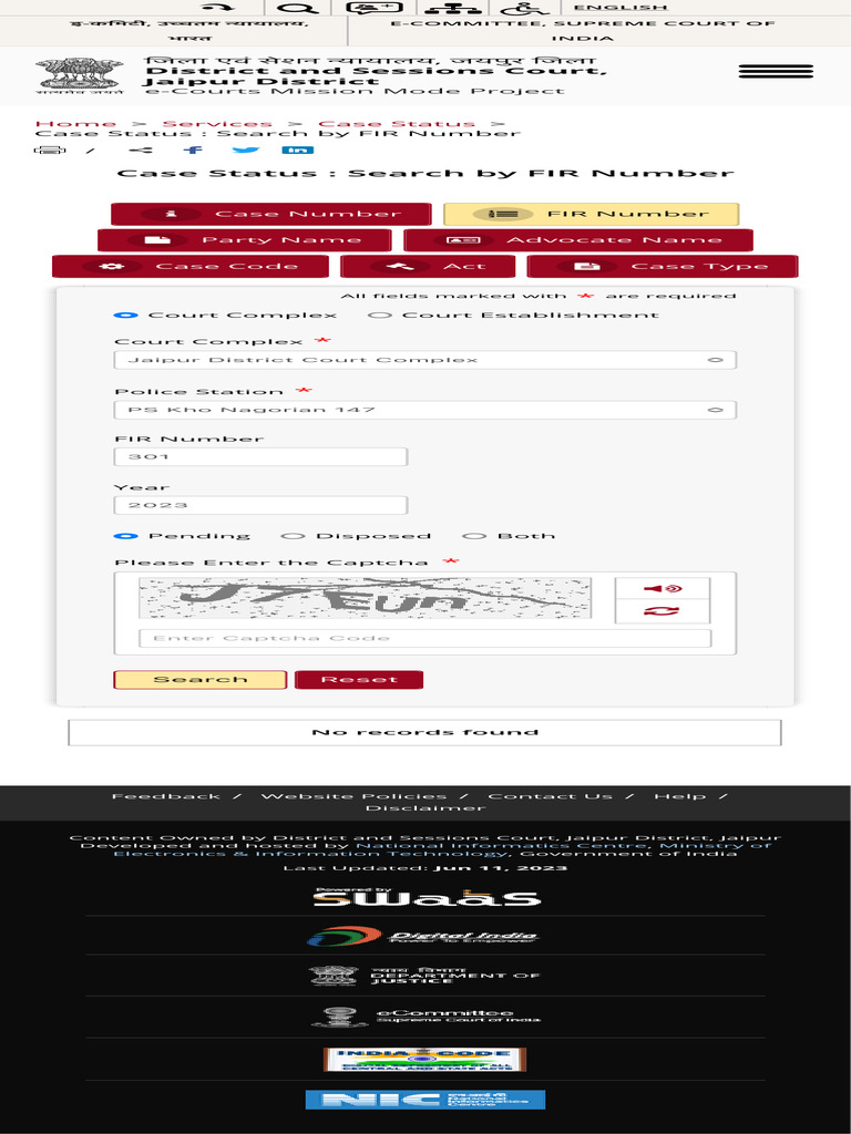 Case Status Search by Fir Number District and Session Court Jaipur