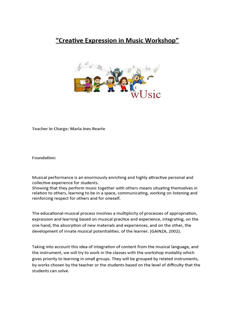 Creative Music Workshop for Students | PDF | Learning | Procedural ...