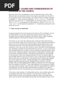 Causes of Division in The Church