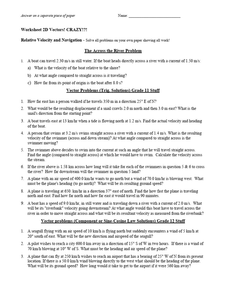 Vector Problems and Solutions Guide | PDF | Airspeed | Speed