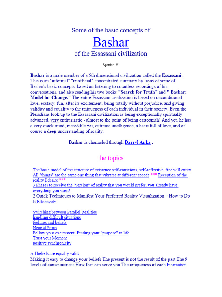 Bashar's Teachings on Consciousness Levels | PDF | Experience | Feeling