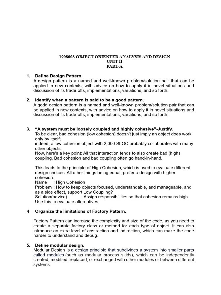 Object-Oriented Design Patterns Overview | PDF | Class (Computer ...