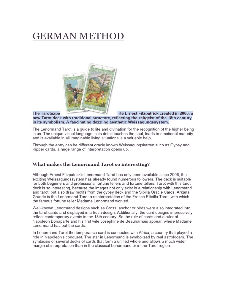 German Method - Lenormand | PDF | Divination | Tarot