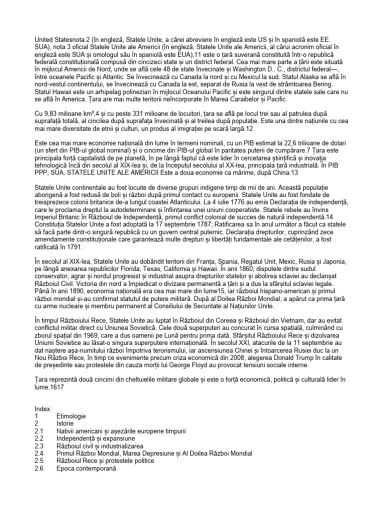 Statele Unite Ale Americii | PDF