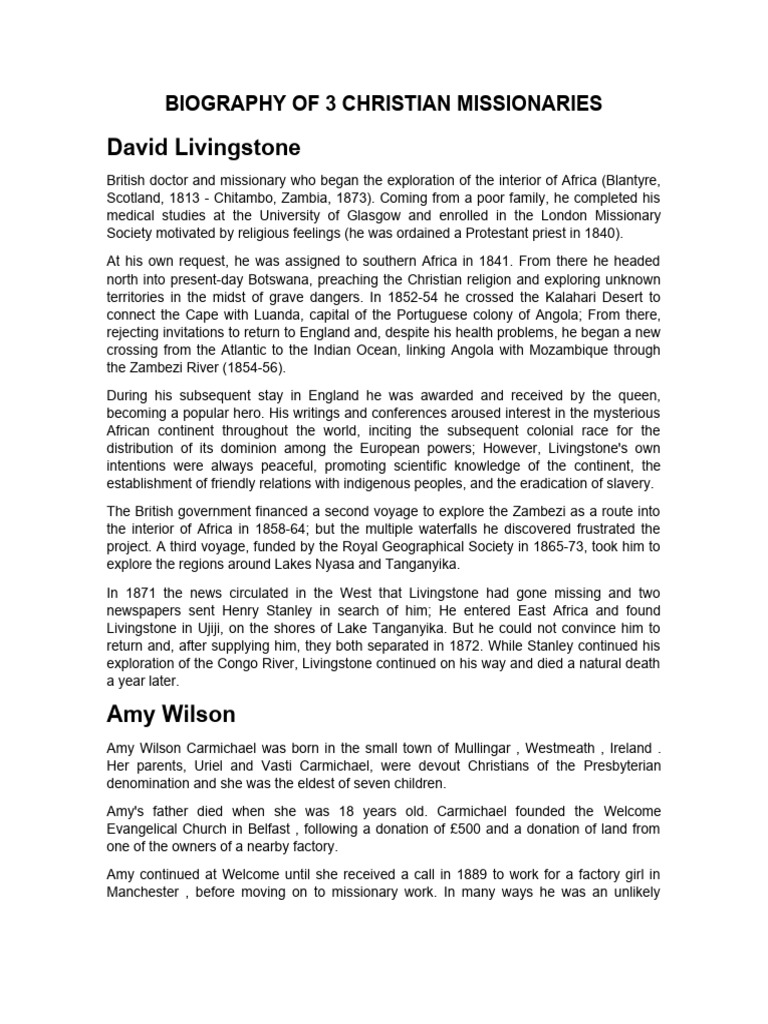 Biographies of Notable Missionaries PDF David Livingstone