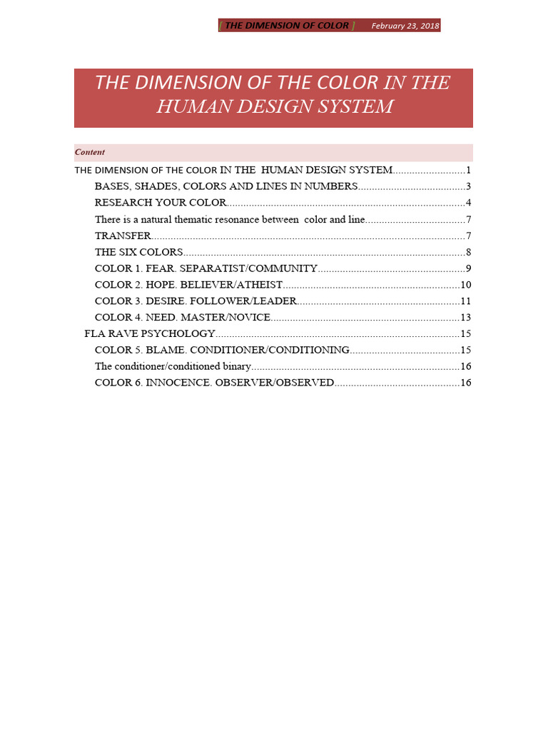 Color Motivations in Human Design | PDF | Senses | Motivational