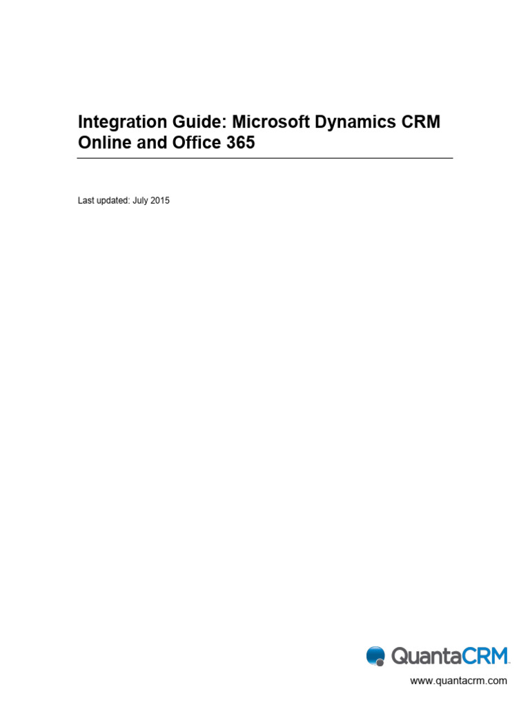 Office 365 and Dynamics CRM Integration Guide | PDF | Microsoft Outlook ...