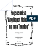 Pagsusuri Sa "Ang Dapat Mabatid NG Mga Tagalog"