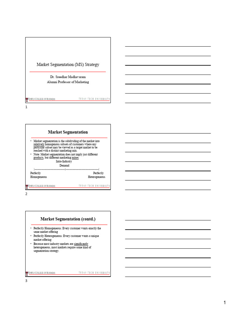 Market Segmentation (MS) Strategy Notespage | PDF | Market Segmentation ...