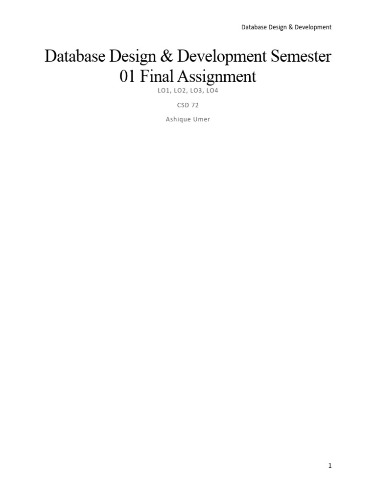 DDD Semester 01 Final Assignment | PDF | Databases | Table (Database)