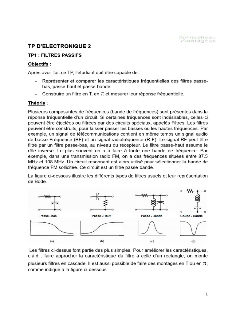Filtre PasseBas Ordre 2 en T PDF Filtre (électronique) Électricité — free download