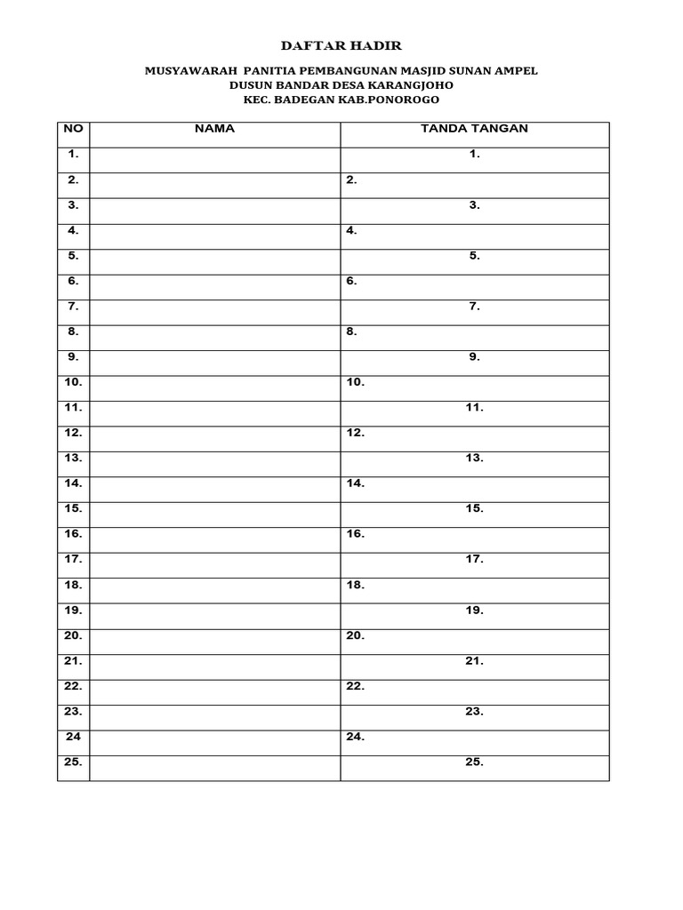Daftar Hadir | PDF