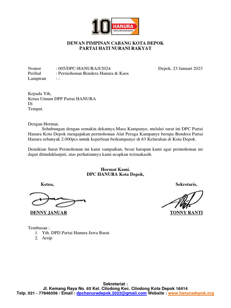 Surat Permohonan Bendera | PDF