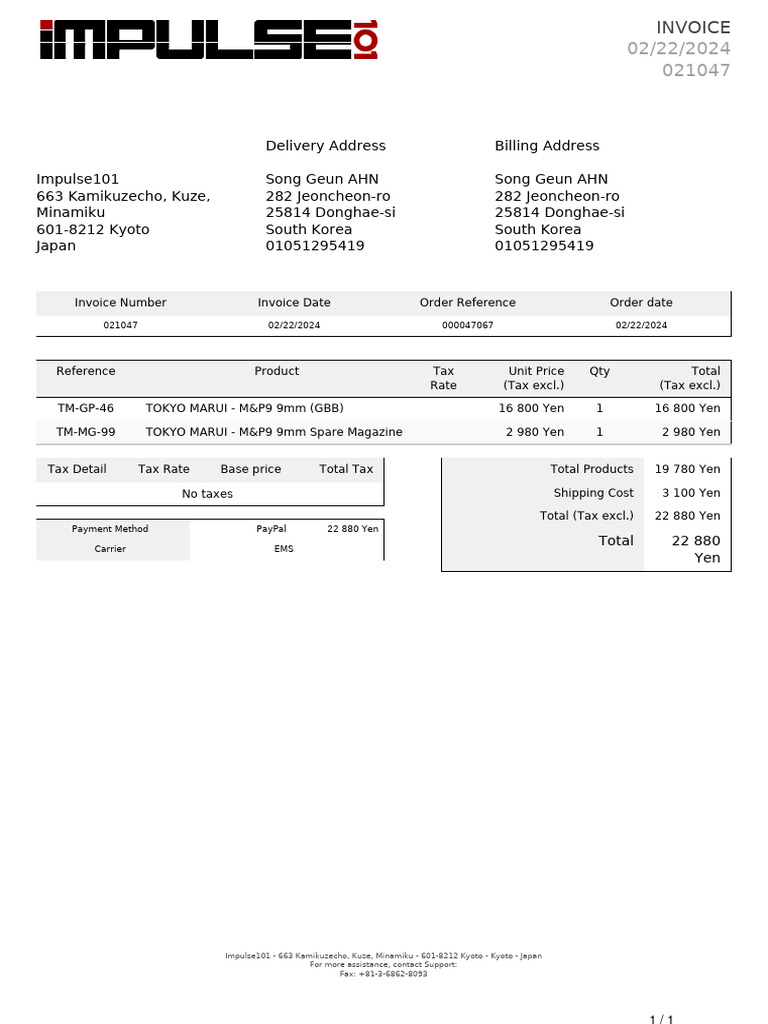 Delivery address billing address invoice number invoice date order