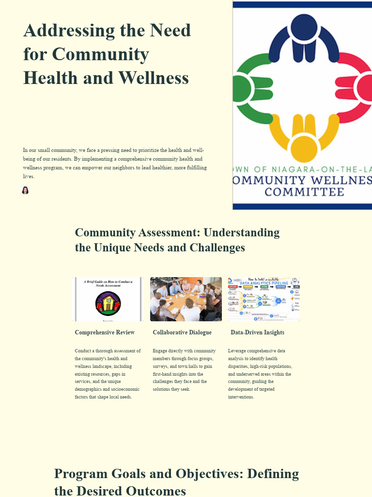 Addressing The Need For Community Health And Wellness Pdf Community