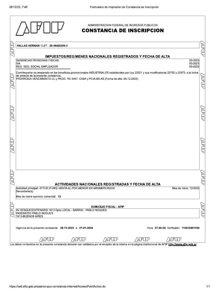 Constancia Plantillasmodelo De Constancia Afip