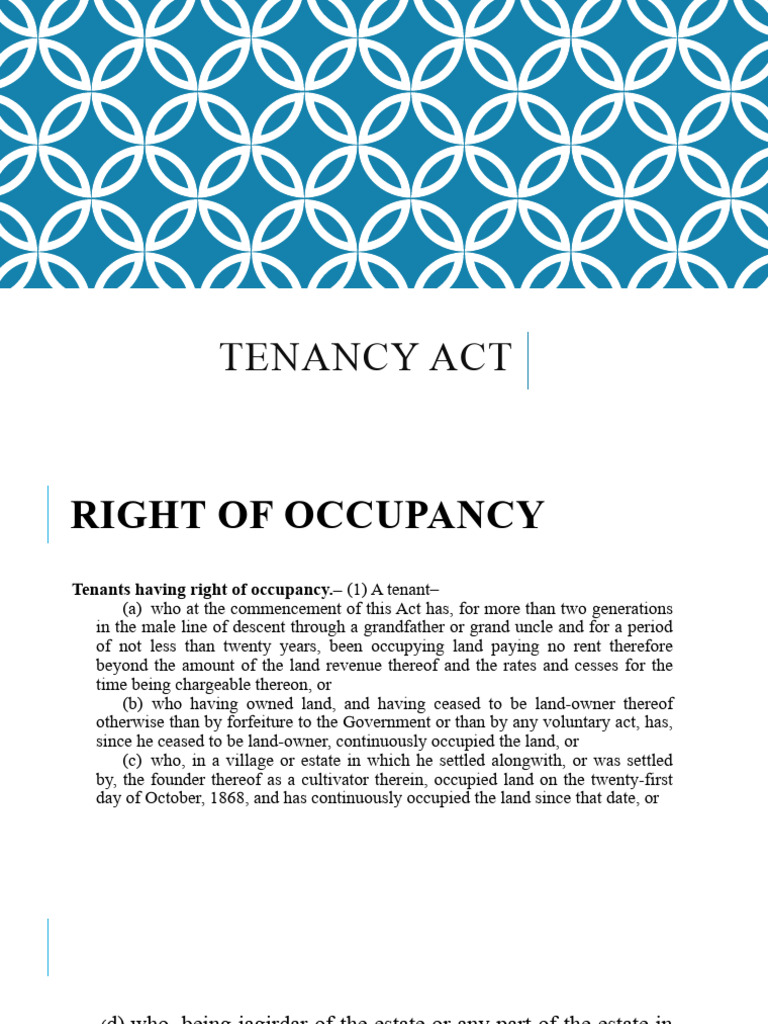 Tenancy Act: Rights of Tenants and Landlords | PDF | Leasehold Estate ...