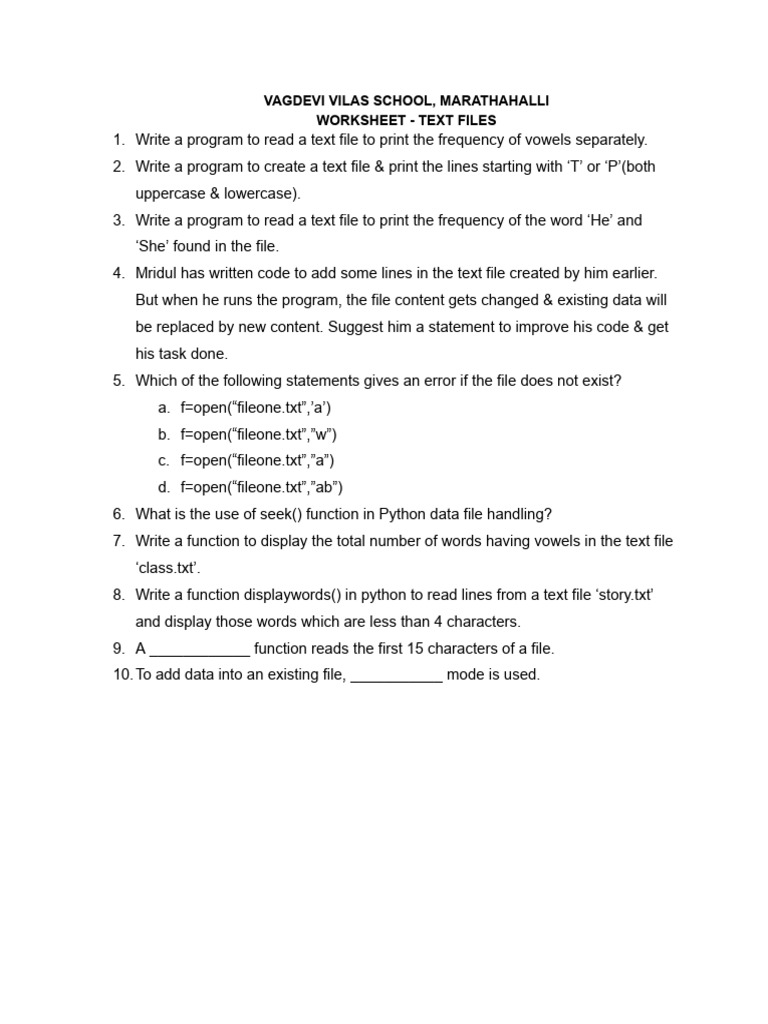 Worksheet Text Files PDF Worksheet text files pdf