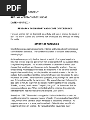 History and Scope of Forensics | PDF | Forensic Science | Computer 