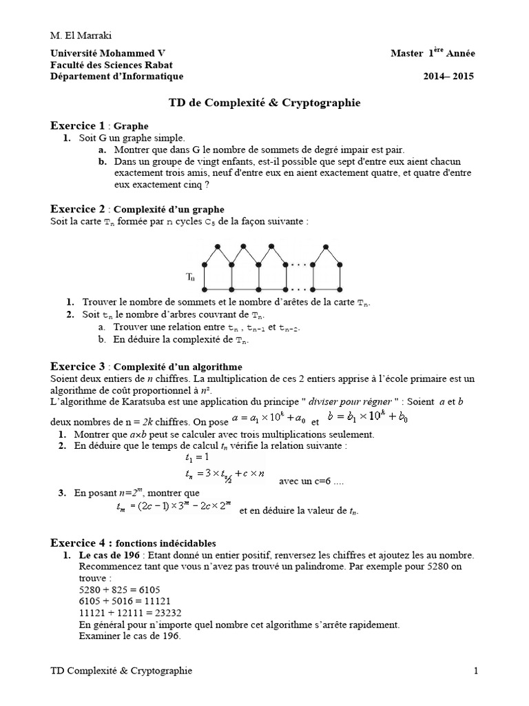 Exercices de Complexité et Cryptographie | PDF | Public-key ...