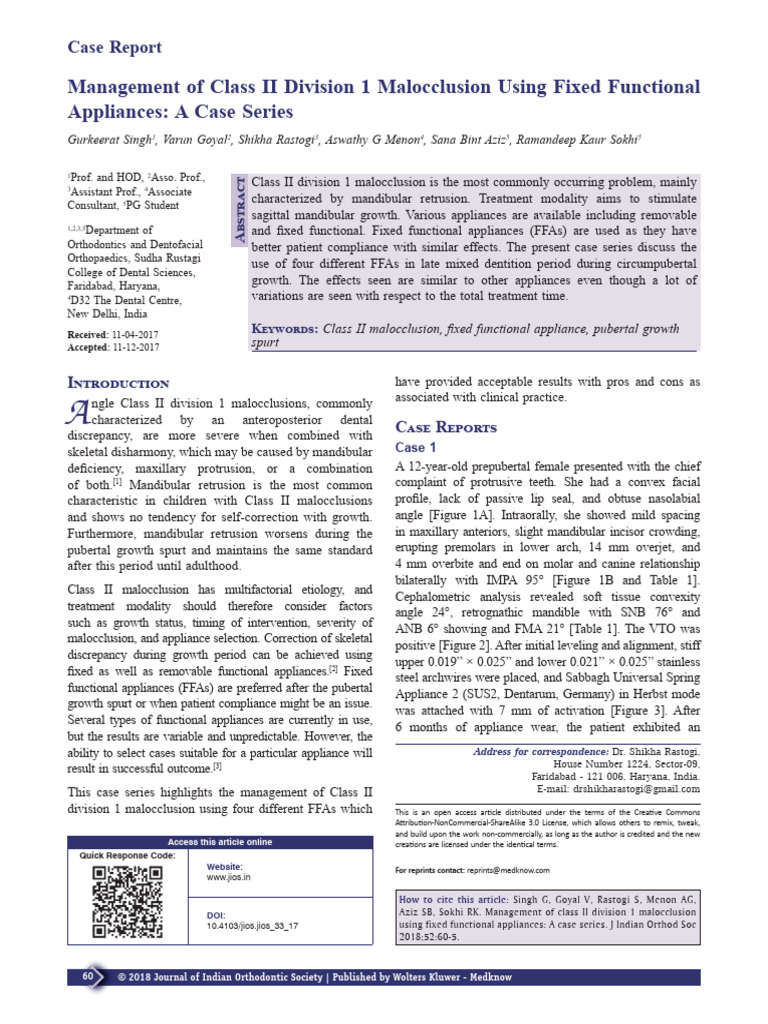 Management of class ii division 1 malocclusion usi pdf orthodontics