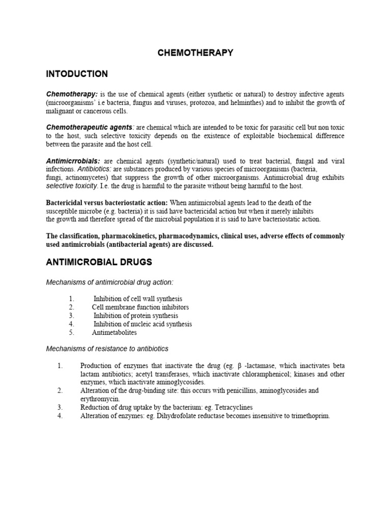 Understanding Chemotherapy and Antimicrobials | PDF | Penicillin | Beta ...
