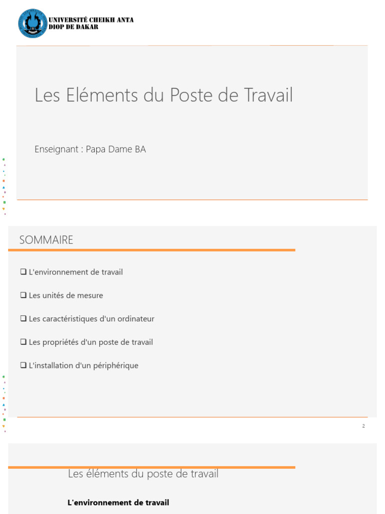 Éléments du Poste de Travail Informatique | PDF | Système d ...