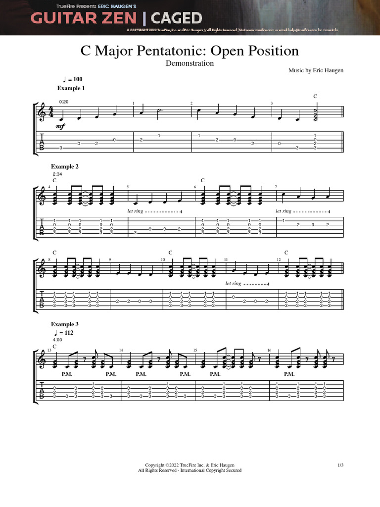 C Major Pentatonic Open Position | PDF | Government Information ...