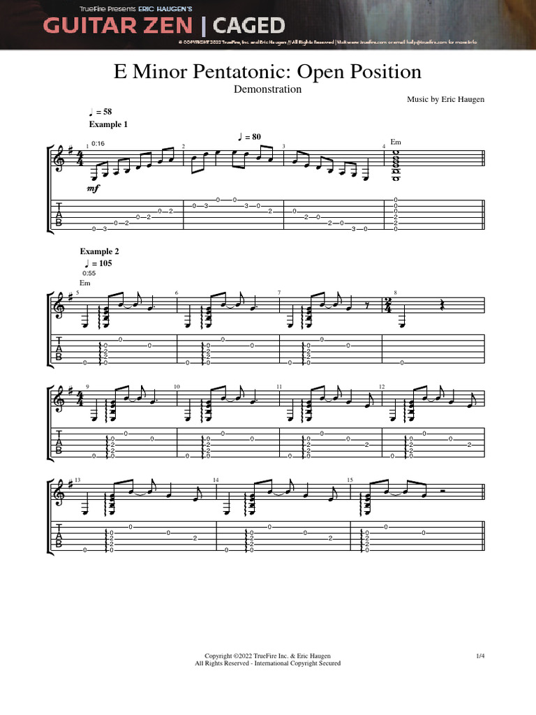 E Minor Pentatonic Open Position | PDF | Intellectual Property Law ...