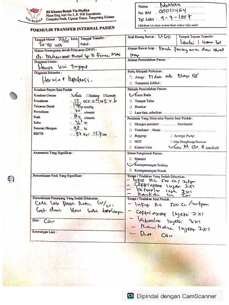 Form Tranfer Internal Pasien Pdf