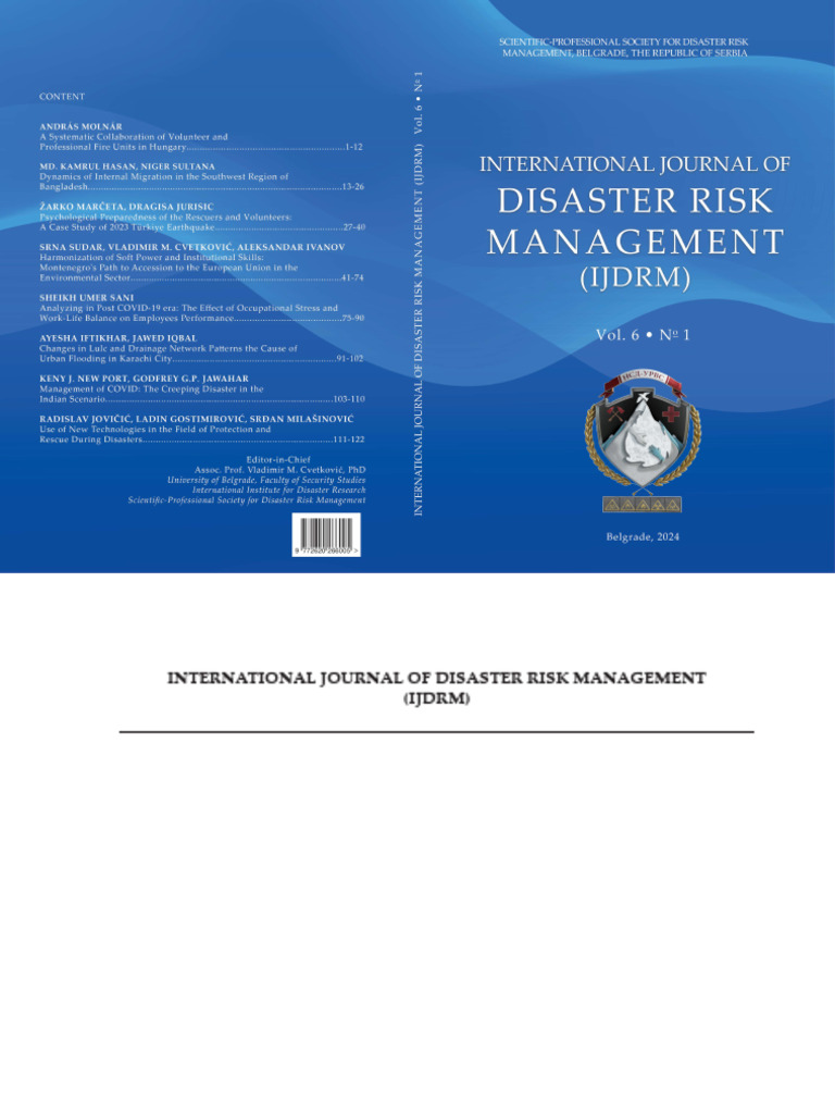 International Journal of Disaster Risk Management (IJDRM), Vol. 6 No. 1 ...