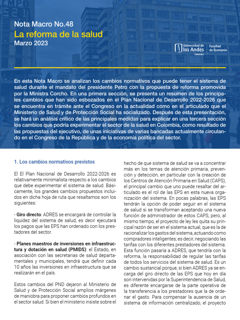 Cambios en el Sistema de Salud Colombiano | PDF | Economias