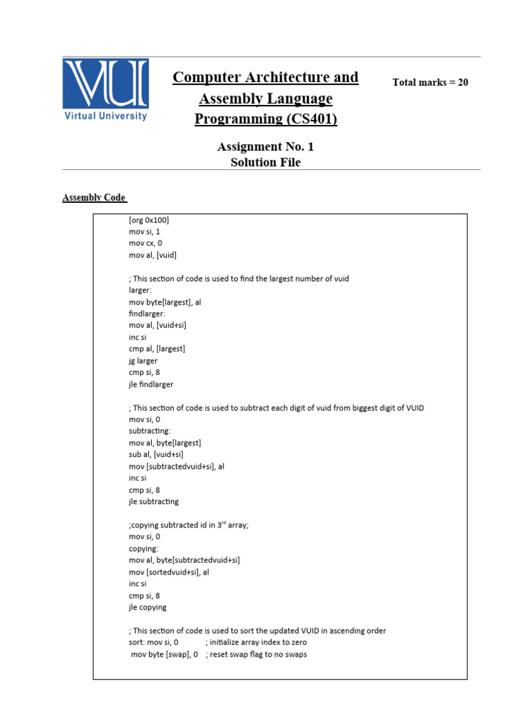 Assembly Language VUID Processing Solution | PDF | Assembly Language ...