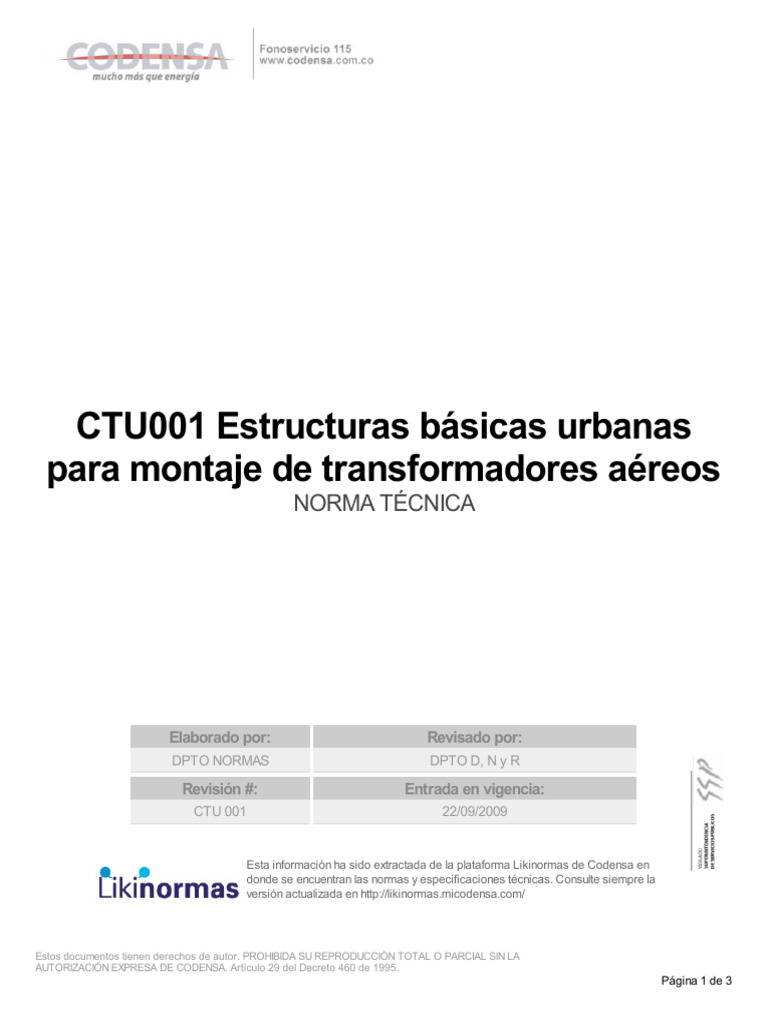 Normas Técnicas de Codensa CTU | PDF | Ciencia de los Materiales ...