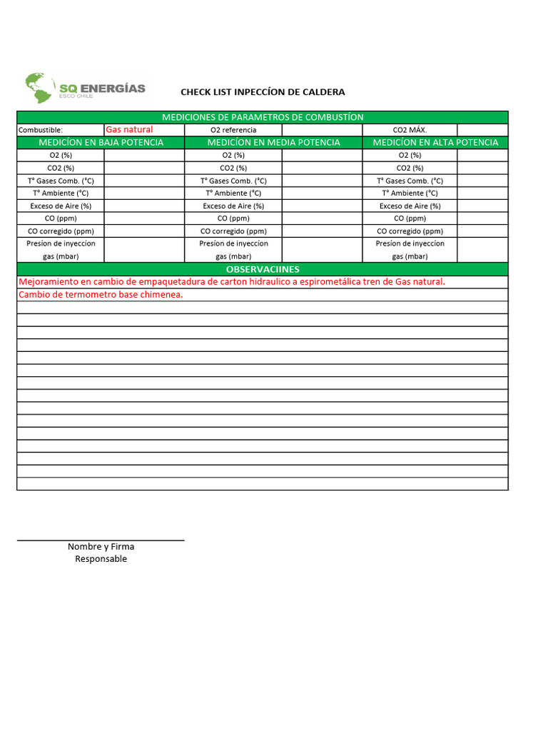 Checklist Inspección de Calderas | PDF | Métodos y materiales de ...