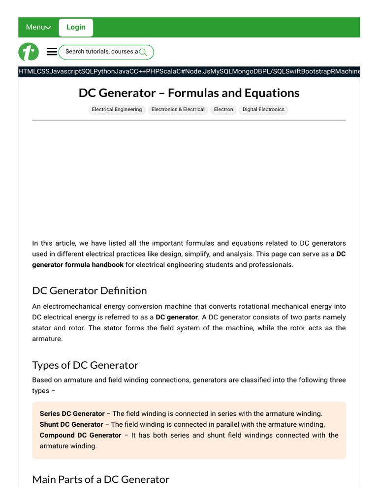 DCGenerator-FormulasandEquations 1697801300665 | PDF | Electric ...