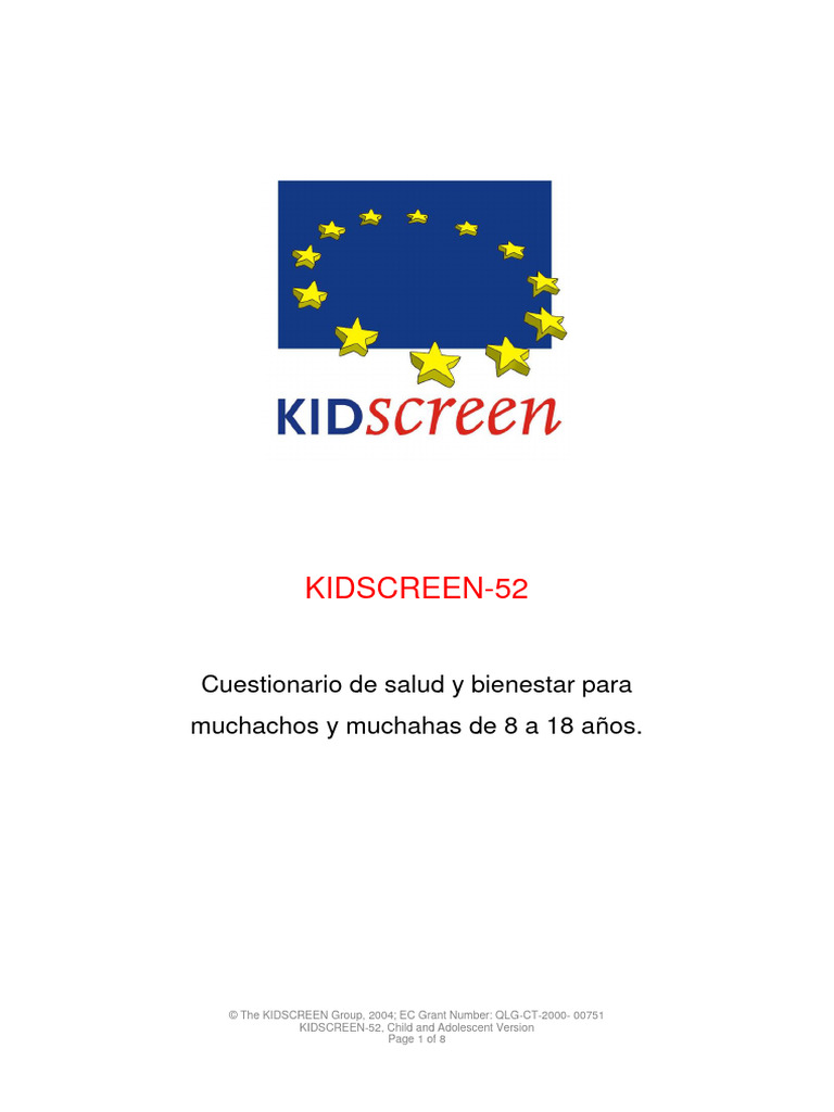 Cuestionario KIDSCREEN-52 para Jóvenes | PDF