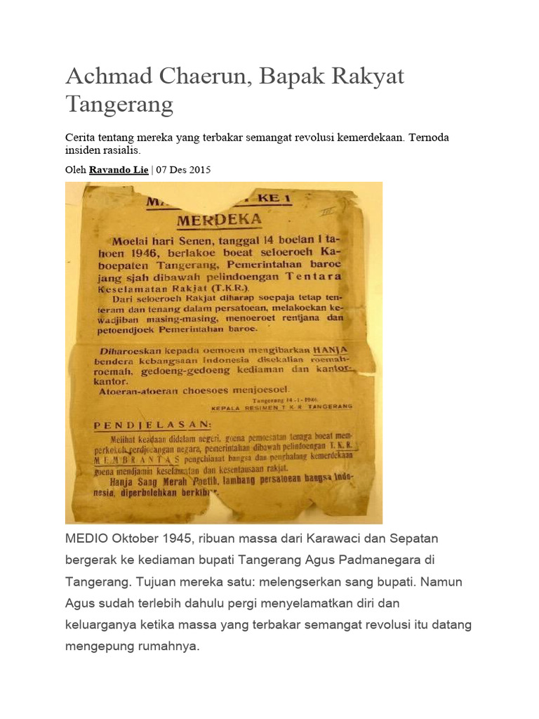 Achmad Chaerun dan Laskar Hitam Tangerang | PDF | Sejarah