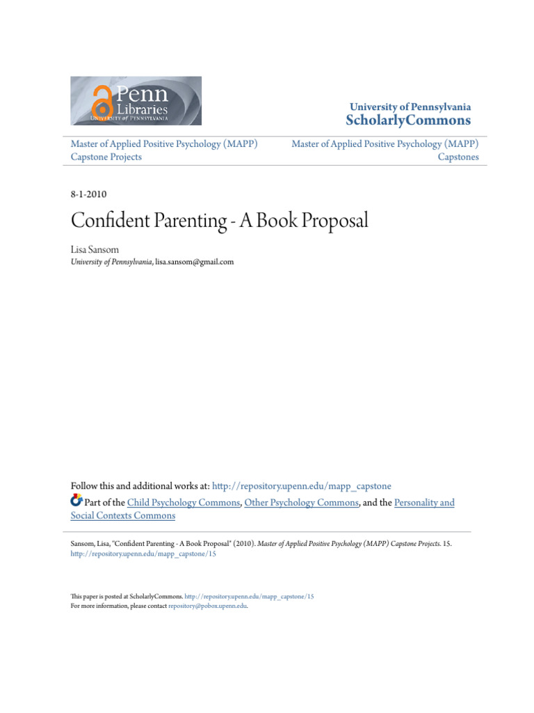 Confident Parenting - Book Prospectus | PDF | Self Efficacy | Parenting