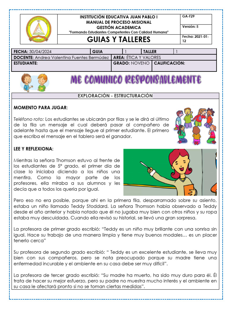 Guia 1 Me Comunico Responsablemente | PDF