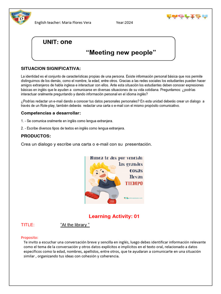 Inglés: Presentación Personal y Diálogo | PDF | Idiomas del Reino Unido