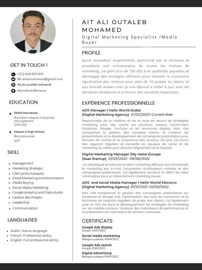Expert en Marketing Digital - Ait Ali Outaleb | PDF | Commercialisation ...