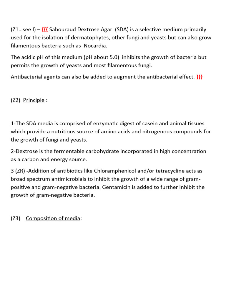 Sabouraud Dextrose Agar (SDA) | PDF