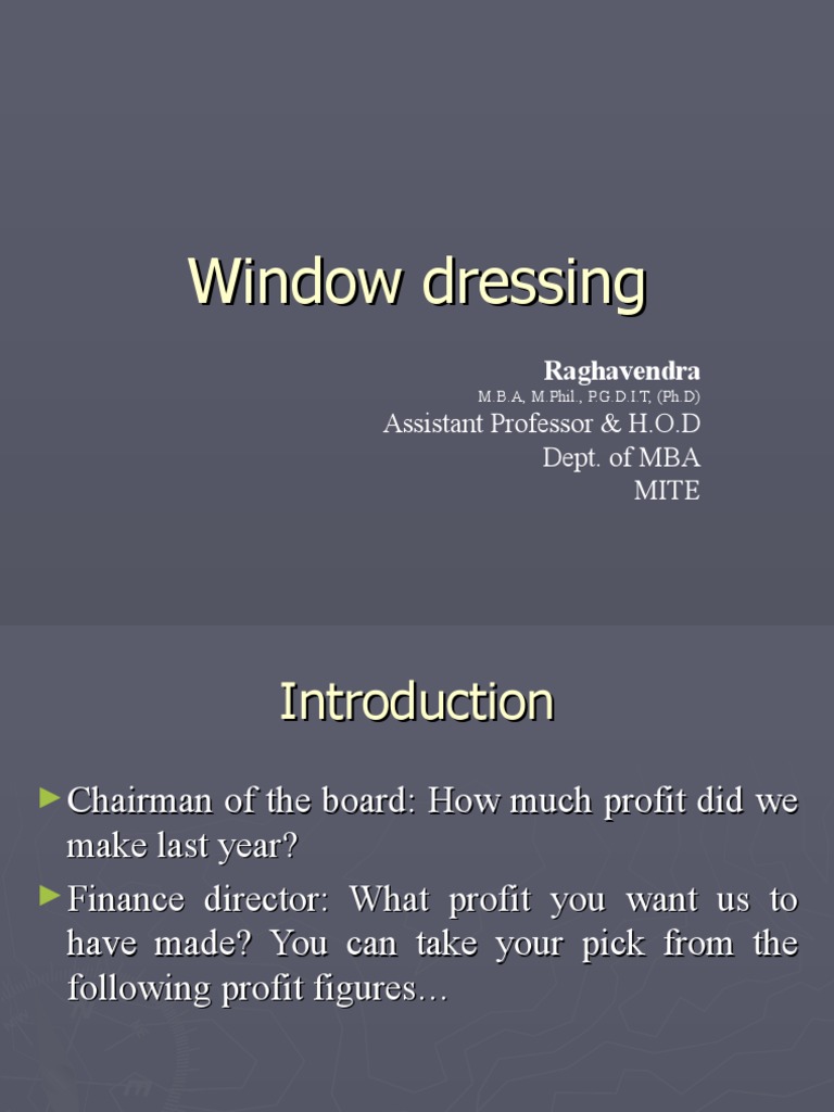 Window Dressing Expense Balance Sheet