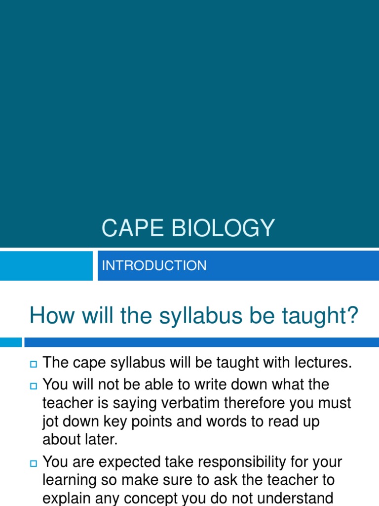 CAPE BIOLOGY Introduction PDF Accuracy And Precision Observation